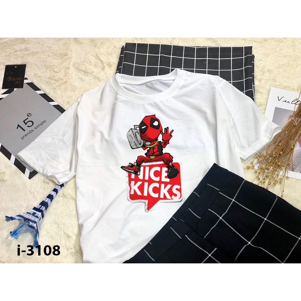 Áo Thun Nam Nữ Tay Lỡ Unisex Oversize Form Rộng Basic Tee Hình Deadpool cartoon