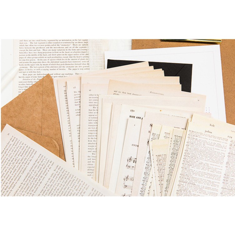 Xấp 57 tờ giấy báo cũ vintage mix mẫu bullet journal