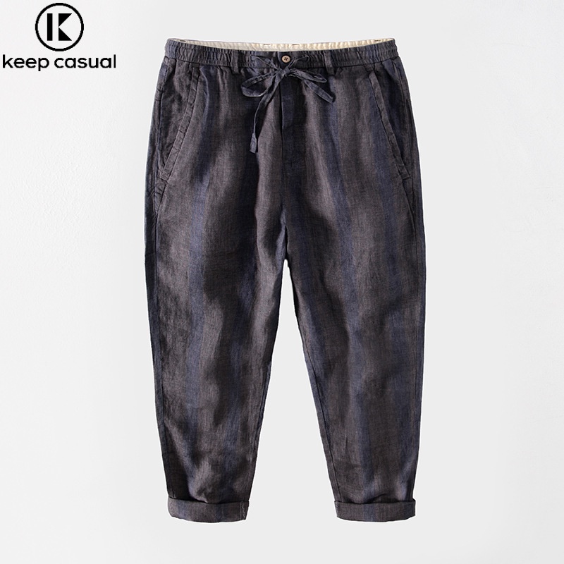 Quần ống rộng Họa Tiết Kẻ Sọc Thời Trang Mùa Hè Dành Cho Nam