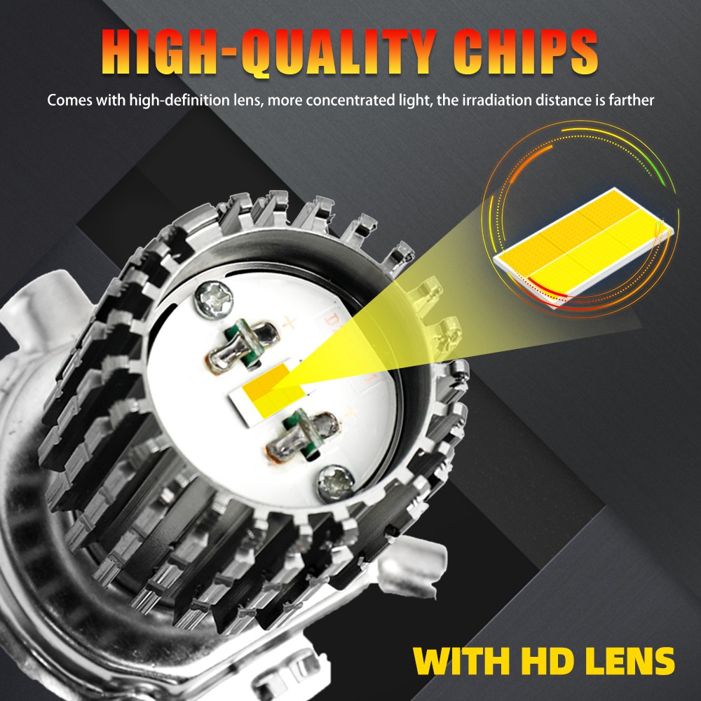 UNI-SHINE 1PCS Motorcycle  LED Headlight H4 H6 / BA20D P15D Moto LED Bulb 6000LM Hi-Lo Accessories 12V 24V Lighting