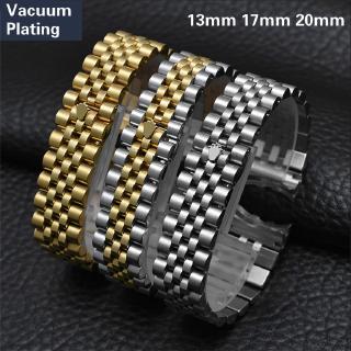 Five Beads Solid Stainless Steel Elbow Strap Luxury Watchband 13 17 20mm
