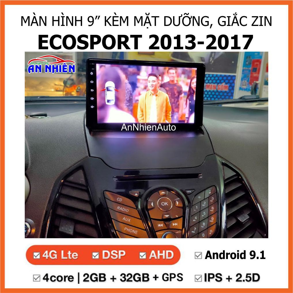 Màn Hình 9 inch Cho Xe FORD ECOSPORT 2013-2017, Đầu DVD Android Tiếng Việt Kèm Mặt Dưỡng Giắc Zin Xe ECOSPORT