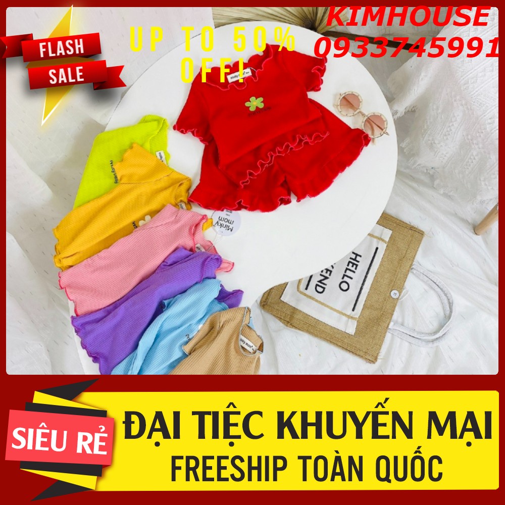 FREESHIP!!! Bộ quần áo trẻ em thun tăm thêu hoa cho bé gái fullsize 6-18kg Q.U.Ầ.N-Á.O-T.R.Ẻ-E.M