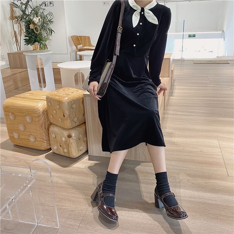 Giày cao gót mary jane đế vintage da bóng, cao 6cm