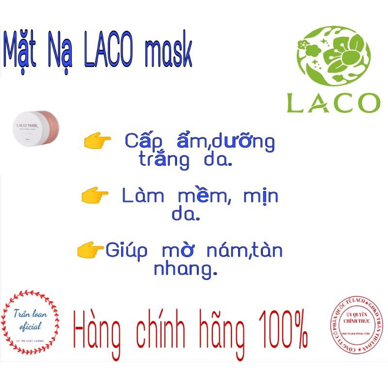 mặt nạ 🔷laco mask🔷ngọc trai 🔷nhân sâm,trắng da (hàng chính hãng