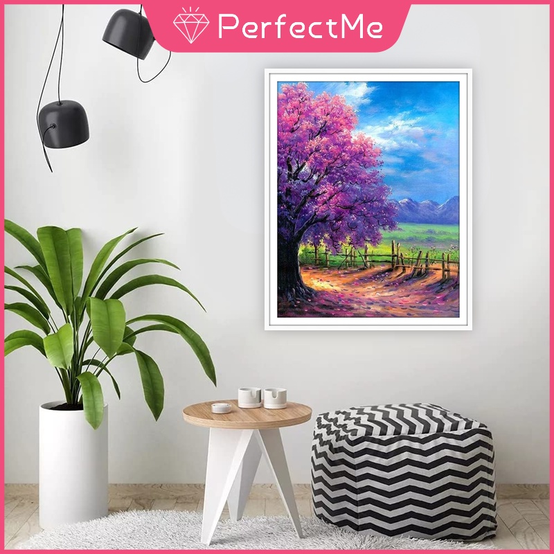 Bộ Tranh Đính Đá 5d Tự Làm 40x50cm Hình Cây Bốn Mùa