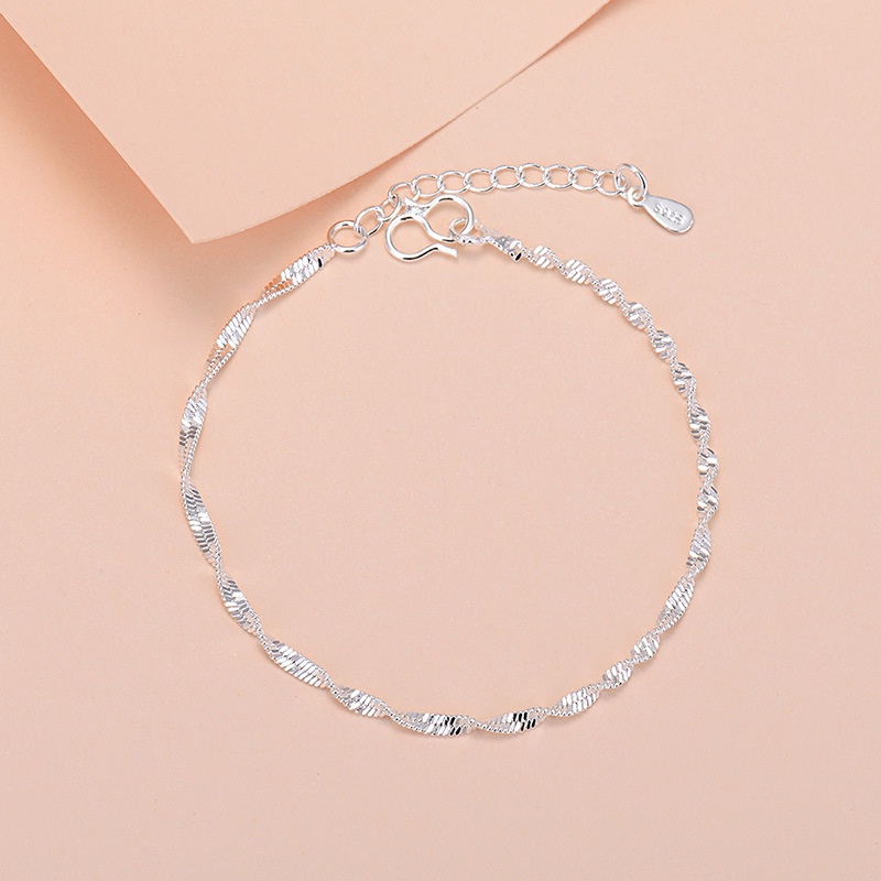 1 Vòng Tay Mạ Bạc 925 Hình Sóng Nước Nhỏ Xinh Thời Trang Cho Bạn Gái