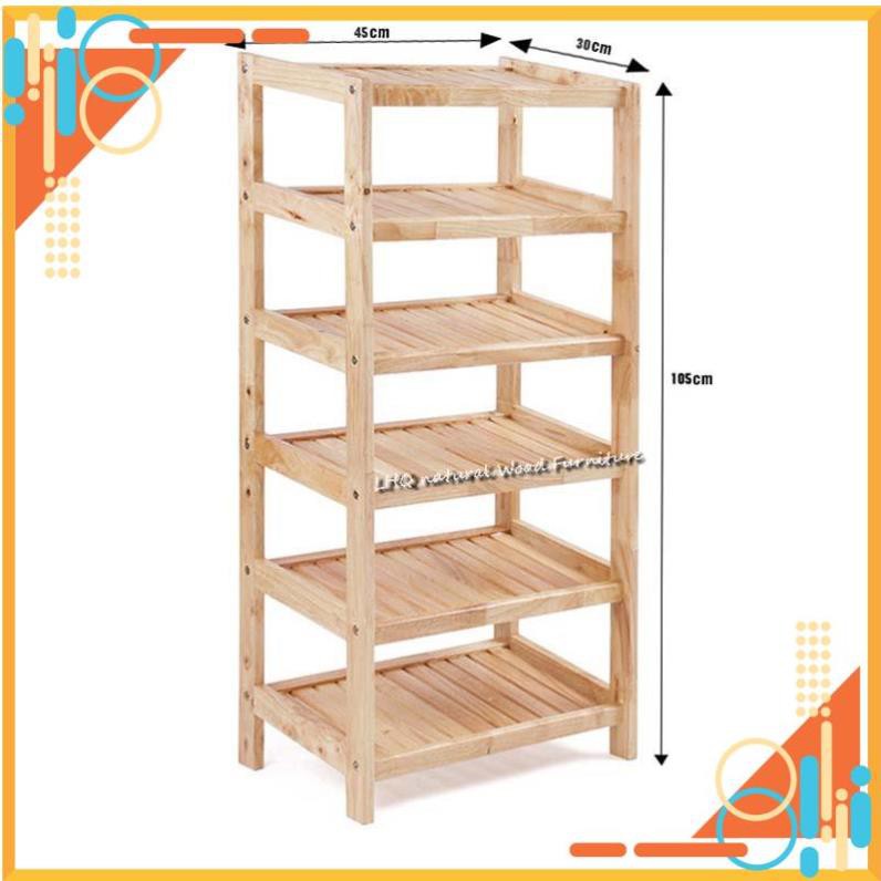 [SALE SỐC] [ Thanh Lý ] Kệ Đề Giầy Gỗ Tự Nhiên 6 Tầng Rộng 42cm BELLEVIE Kệ Dép Gỗ Cao Su Tự Nhiên [Freeship 10k]