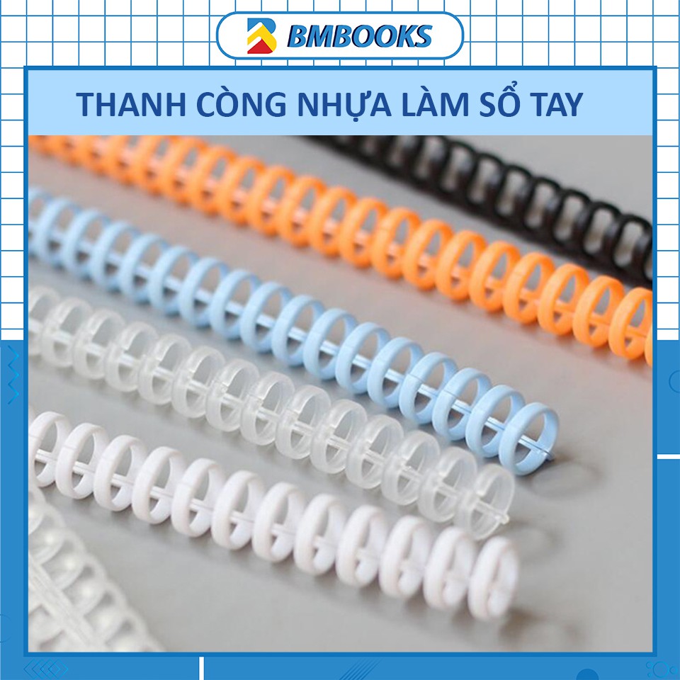 Thanh còng nhựa làm sổ còng, kẹp tài liệu bìa A5 B5 A4 30 lỗ BMBooks