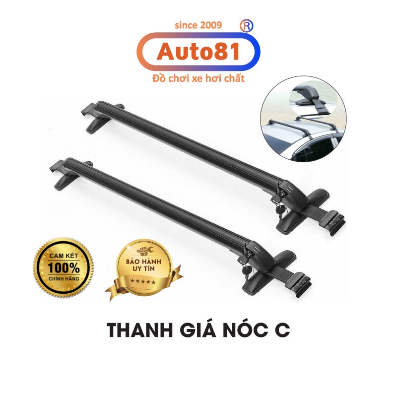 Thanh giá nóc xe ô tô, baga nóc ô tô bộ 2 thanh nóc ngang cho xe hơi không có thanh nóc dọc kiểu C