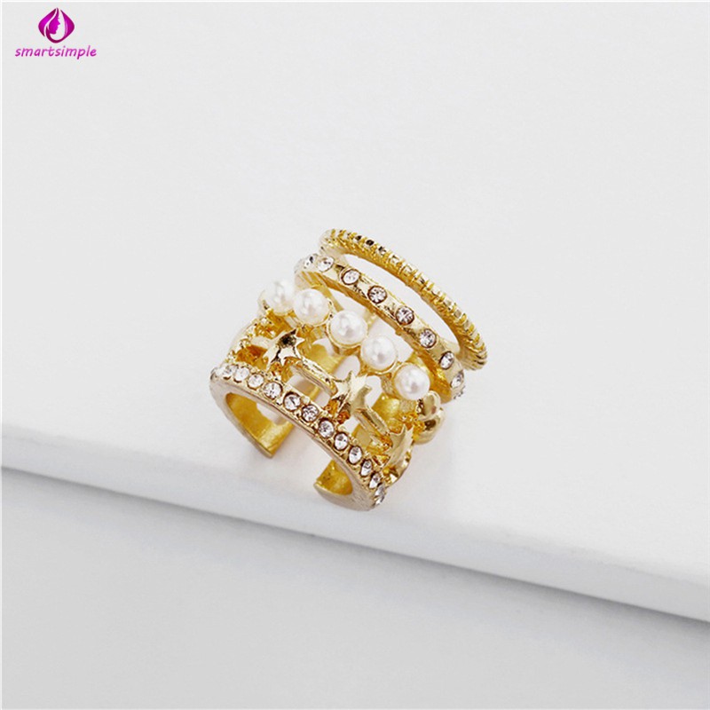 Bông Tai Kiểu Kẹp Hình Ngôi Sao Có Đính Đá &amp; Ngọc Trai Giả