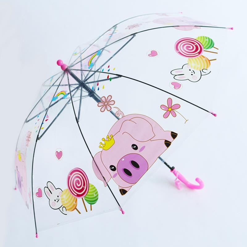 New Peppa Pig dành cho trẻ em Hoạt hình Ô dù trong suốt Mẫu giáo tự động in gió Hàn Quốc bé trai và gái
