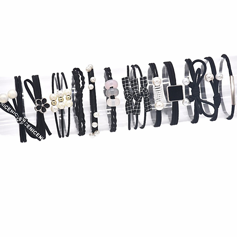 Set 12 Dây Cột Tóc Co Giãn Nhiều Kiểu Xinh Xắn Cho Nữ