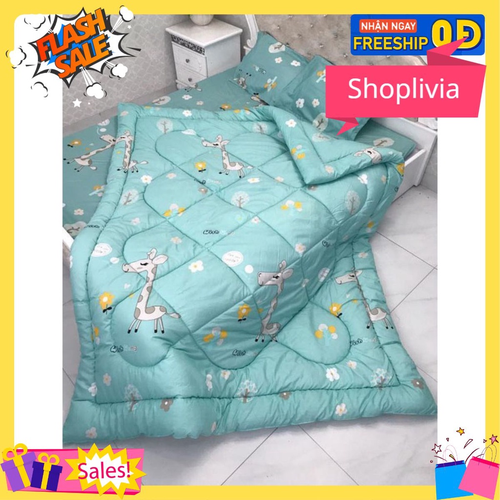 Chăn phao siêu nhẹ shoplivia hươu cao cổ