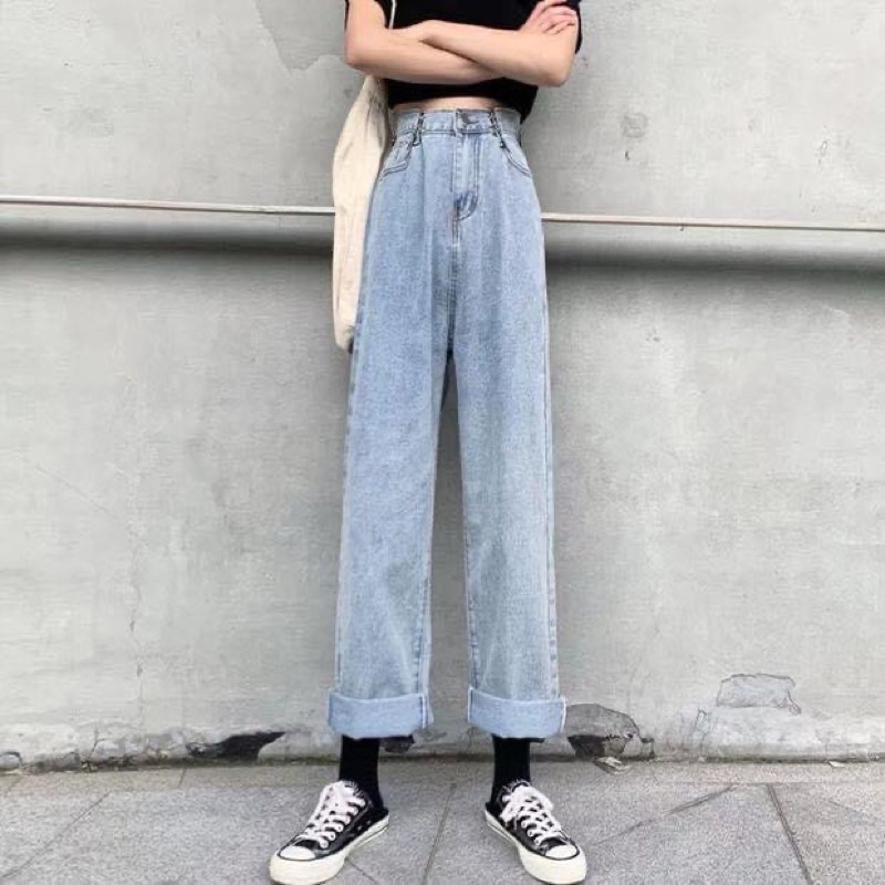Quần Jeans móc cài eo form ống suông ❤Nam nữ unisex❤MOCA jeans