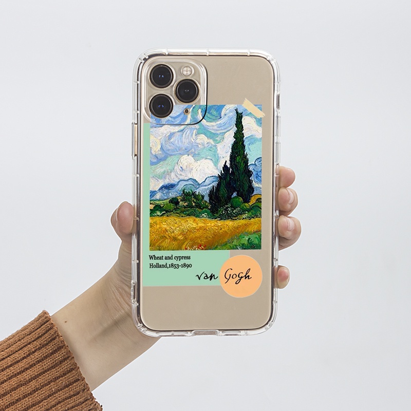 Ốp lưng iphone Ốp điện thoại SUNTAIHO TPU trong suốt họa tiết tranh Van Gogh thích hợp cho IPhone 13 12 11 Pro Max X XsMax XR 8 7