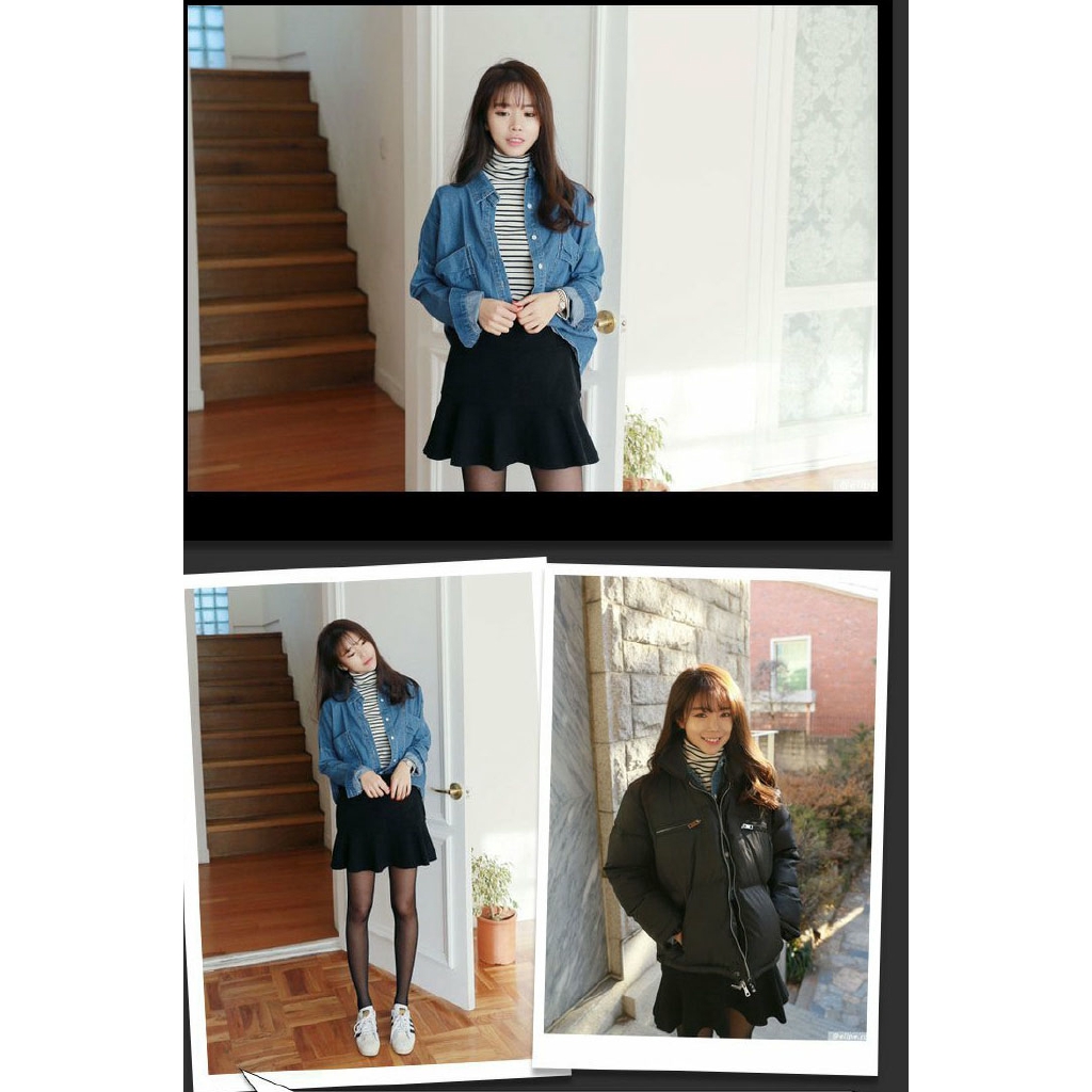 Women T-shirt Korean fashion High neck slim Keep warm Retro stripe Shirt | BigBuy360 - bigbuy360.vn