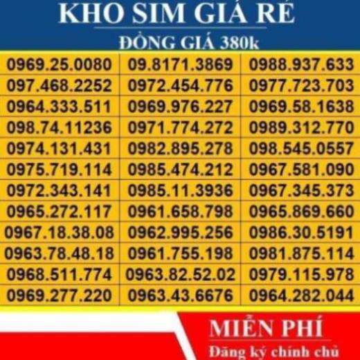 XẢ KHO THANH LÝ SIM SỐ ĐẸP VIETTEL GIÁ RẺ CHỈ 380k