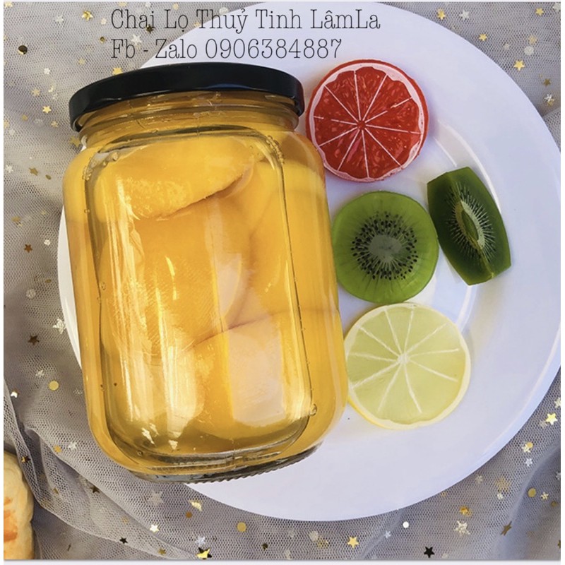 Hũ Thuỷ Tinh Tròn Nắp Thiếc 800Ml | Đựng Thực Phẩm , Gia Vị , Mật Ong