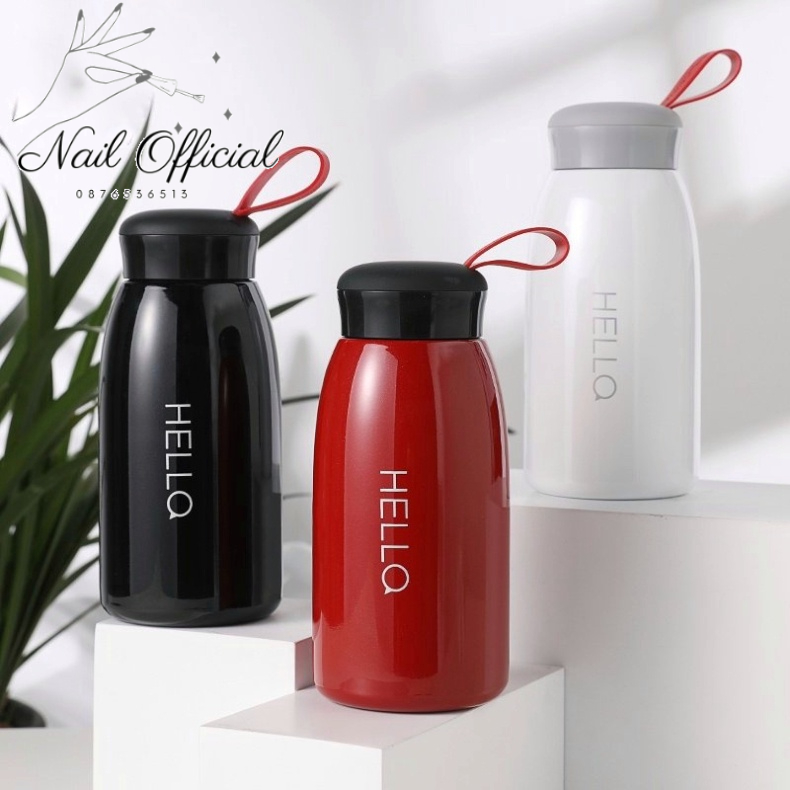 Cốc giữ nhiệt khắc tên HELLO 520ml chất lượng cao có nắp, chất liệu INOX 304 cao cấp - CN13