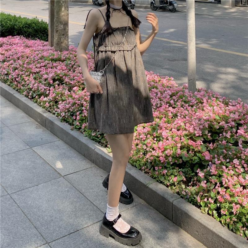 Đầm Ngắn Hai Dây Họa Tiết Kẻ Sọc Phong Cách Hàn Quốc Thời Trang Mùa Hè Hàng Mới Dành Cho Bạn Nữ 2022