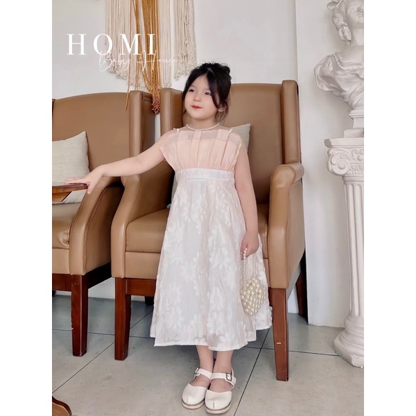 Váy công chúa cho bé gái 2 dây bèo ngực HOMI BABY HOUSE đầm công chúa cho bé gái dự tiệc dạo phố
