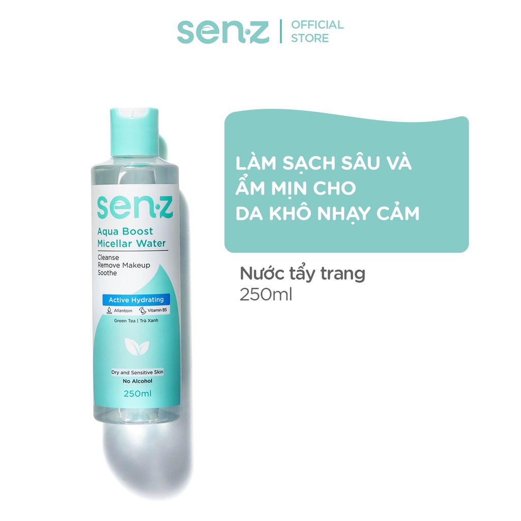 Bộ Sản phẩm Tẩy Trang 250ML SenZ Aqua Boost Làm Sạch Lành Tính Ẩm Mượt Cho Da Khô Nhạy Cảm