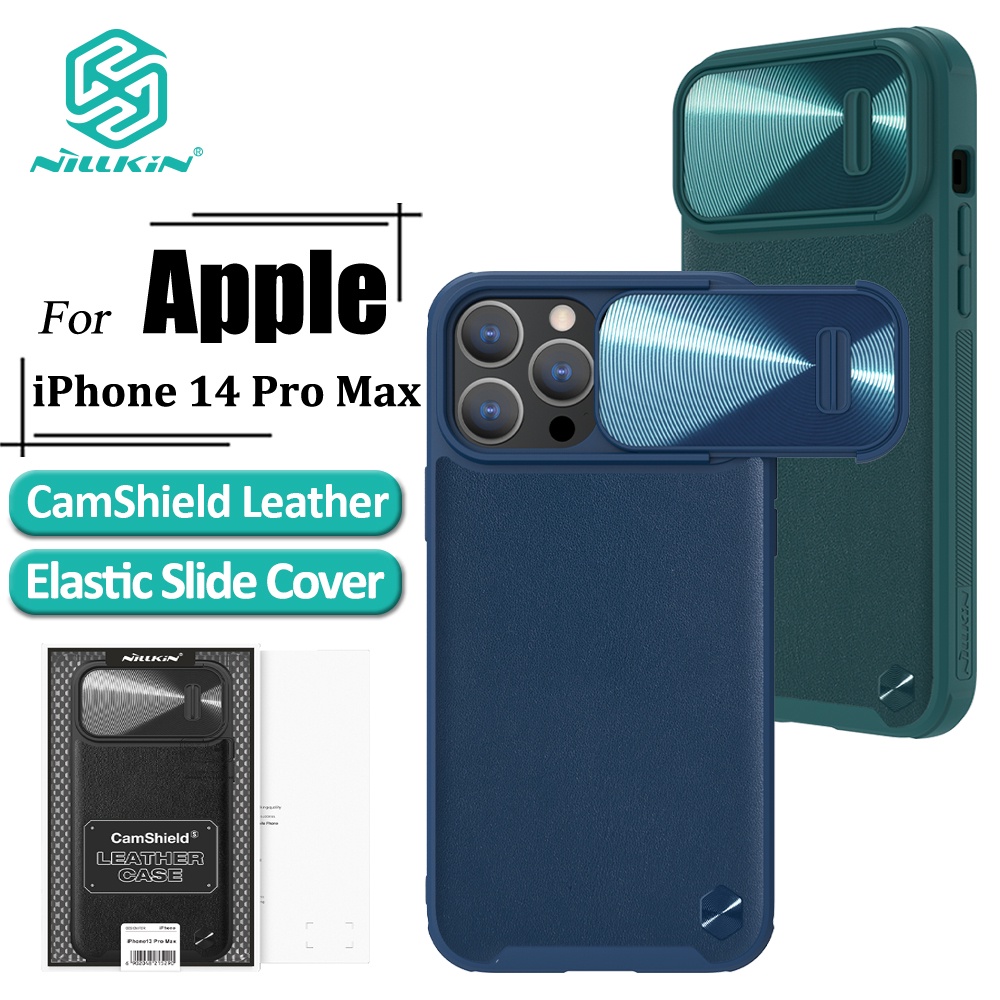 Ốp Điện Thoại Nillkin Bằng Da Chống Sốc Có Nắp Trượt Bảo Vệ Camera Cho iPhone 14 Pro Max