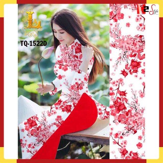 Áo dài cách tân hoa đào (SET 1 ÁO DÀI + 1 QUẦN )