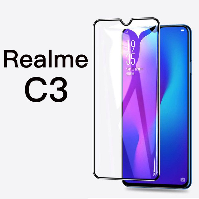Miếng Dán Kính Cường Lực 9D Full màn Cho Realme C3, Dán Màn Hình Realme