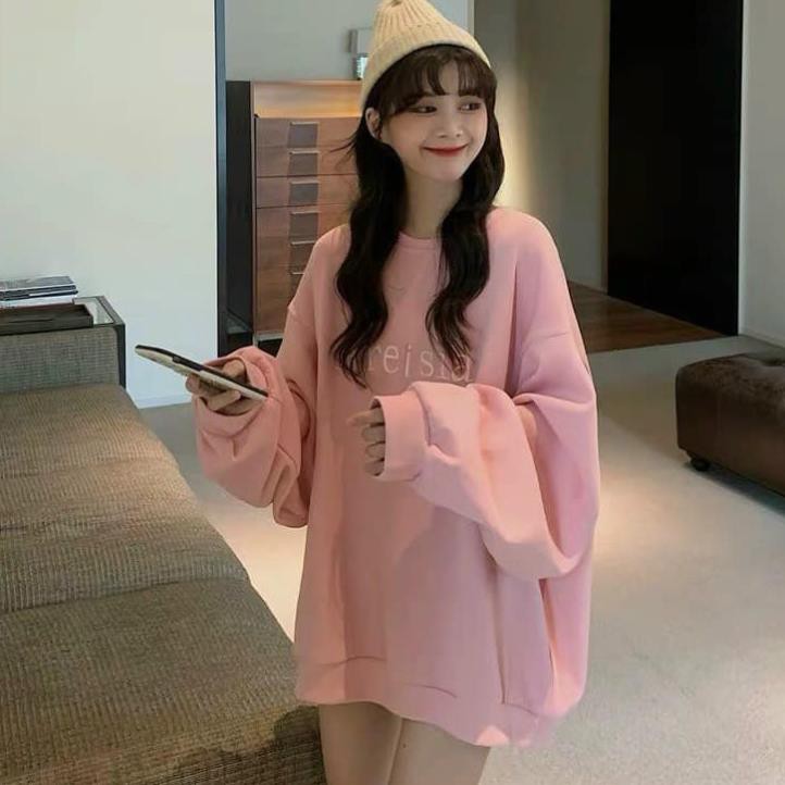 Nỉ hồng pastel ♥ Áo thun hoodie nữ dáng thụng tay phồng oversize chùm mông freeship HOT ♥  ྇