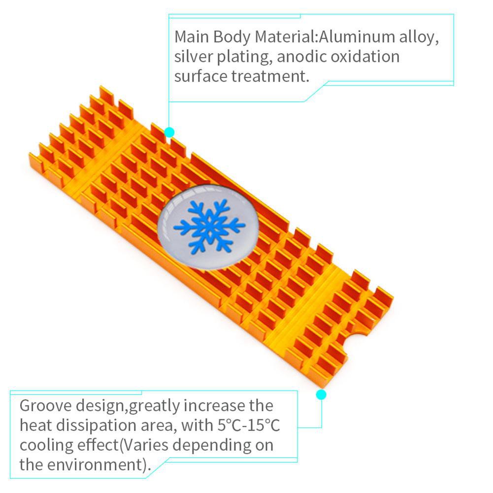 Aluminium Alloy PCIe NVMe M.2 2280 SSD Heatsinks Radiator Laptop PC Memory Cooling Fin