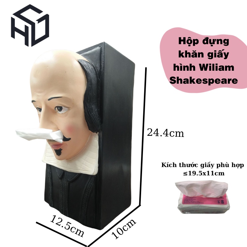 Tượng Rút Khăn Giấy Decor Nhà Hàng, Quán Ăn Hình Wiliam Shakespeare