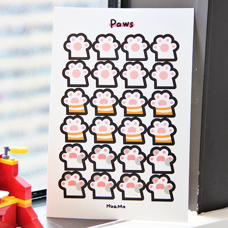 Sticker dán trang trí hộp bút, mũ bảo hiểm, vali, số tay 24 hình thỏ Memo, Paws - Sindecor