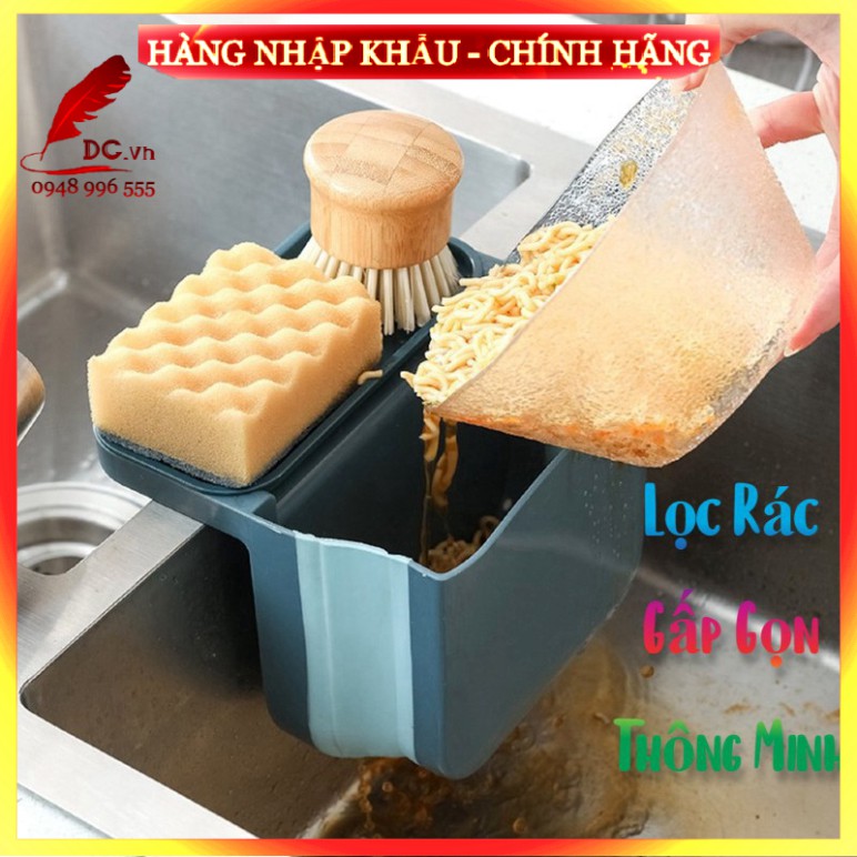 [Hàng Loại 1] Rổ khay giỏ lọc đựng rác đồ ăn thức ăn thừa treo bồn rửa bát rửa chén bằng nhựa gấp gọn thông minh