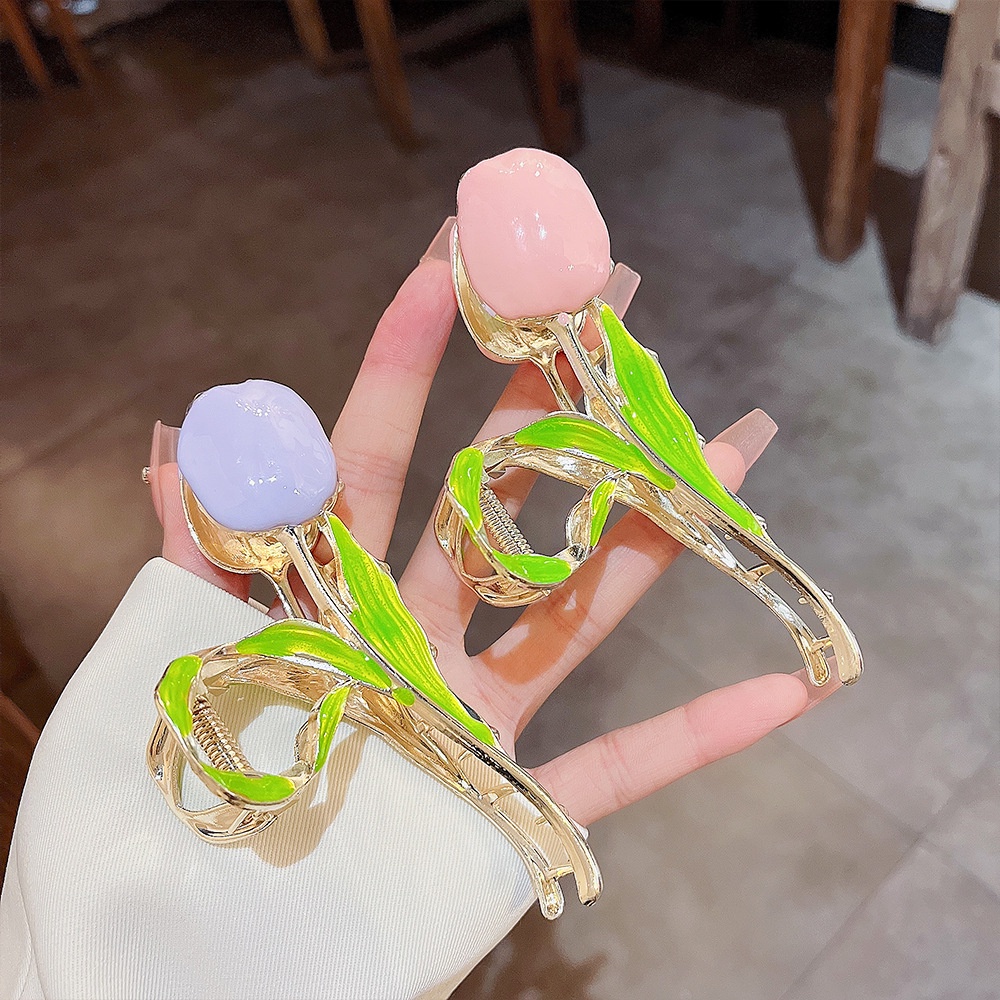 Kẹp Tóc Kim Loại Hình Hoa Tulip Thời Trang Cho Nữ