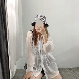 Sơmi voan kèm áo 2 dây vằn