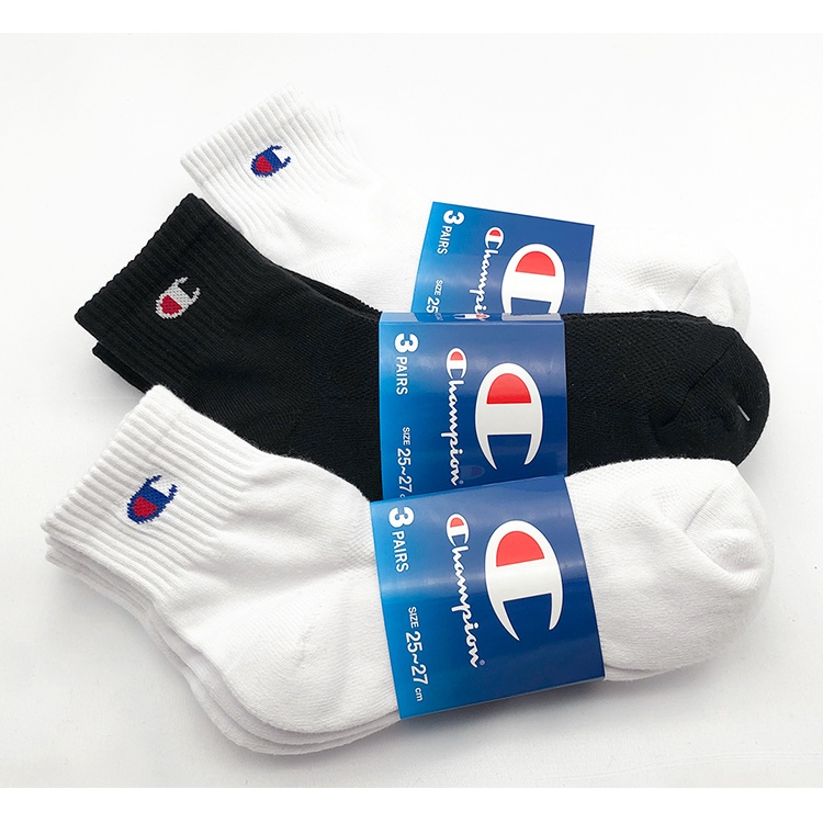 pack 3 đôi vớ cổ trung champion tắng đen full tag hang vnxk cổ trung êm chân thoáng khí