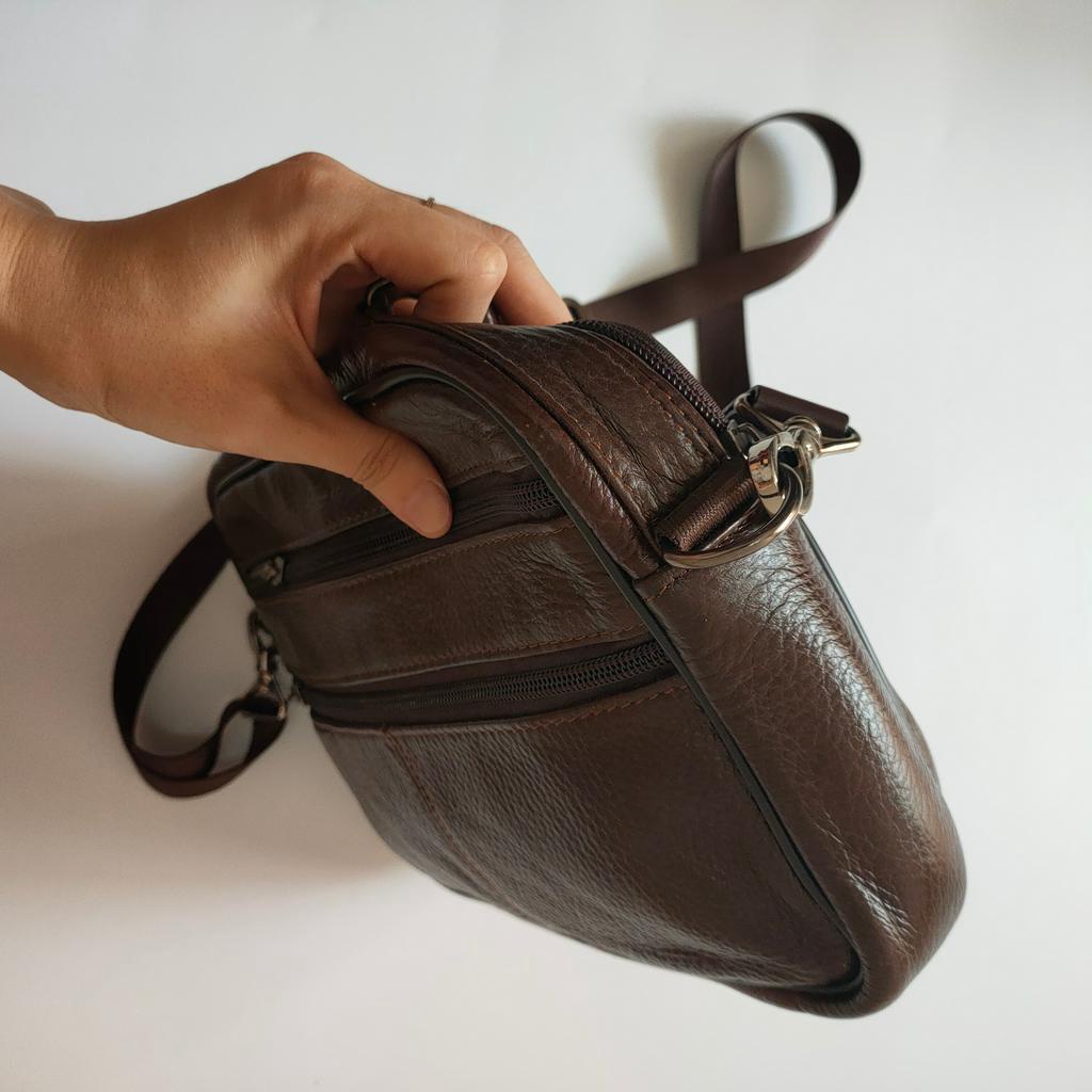 Túi đeo chéo da thật secondhand Đồ Si Bon TD578