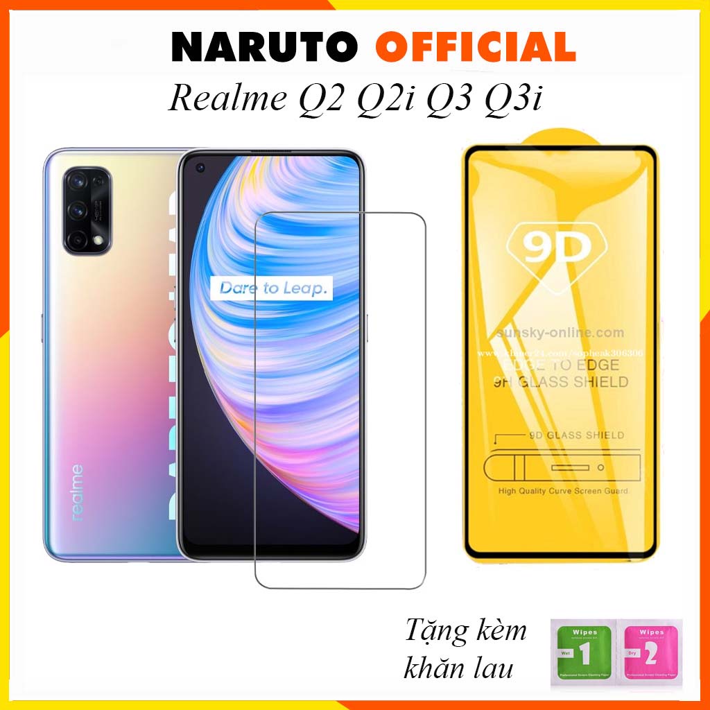 Kính Cường Lực Realme Q2 Q2i Q3 Q3i Full Màn Trong Suốt 21H 9D Cảm Ứng Mượt Mà Tặng Kèm Khăn lau [FM]