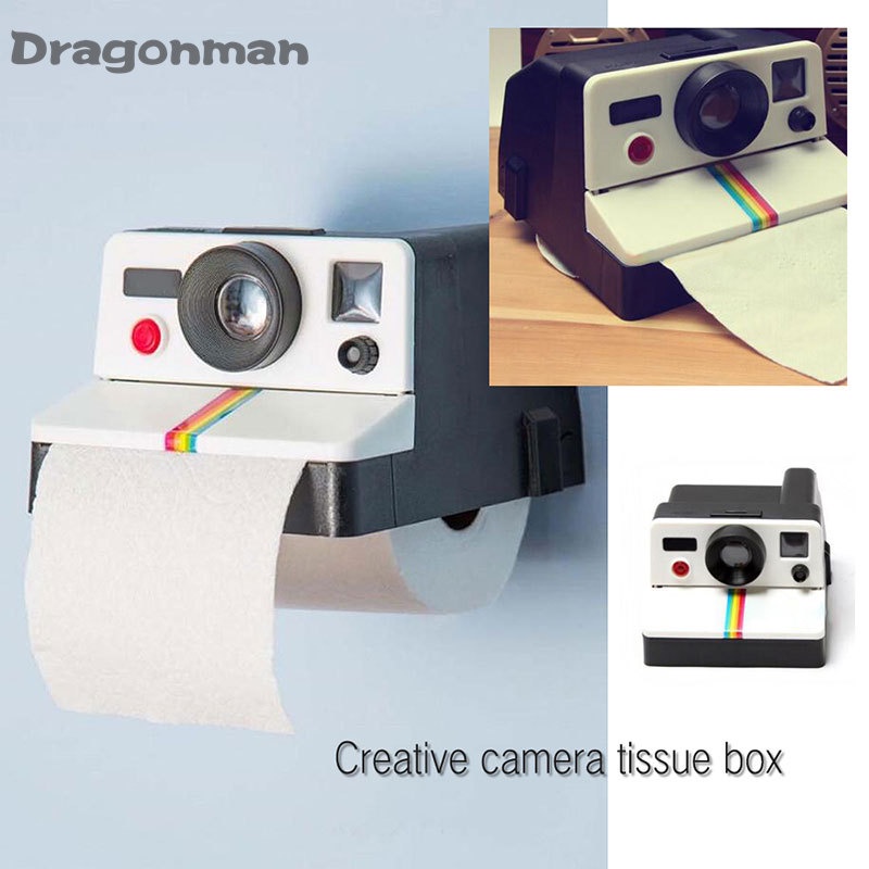  Retro Polaroids Camera Shape Inspired Tissue Box Toilet Paper Roll Holder Box Bathroom Decor