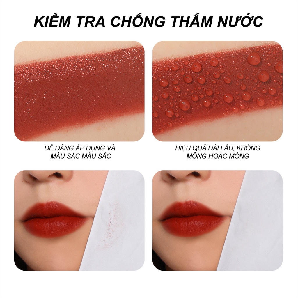 [Hàng mới về] Son kem màu nhung lì lâu trôi mềm mượt chống thấm nước