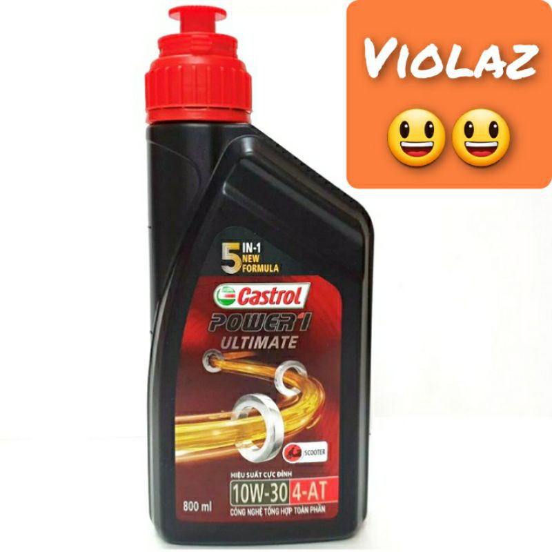 DẦU NHỚT CASTROL XE GA ULTIMATE 10W30 800ml 0.8L (fully Synthetic motobike oil 10w 40 mb sn, 5 in 1, CASTROL ĐEN MỚI