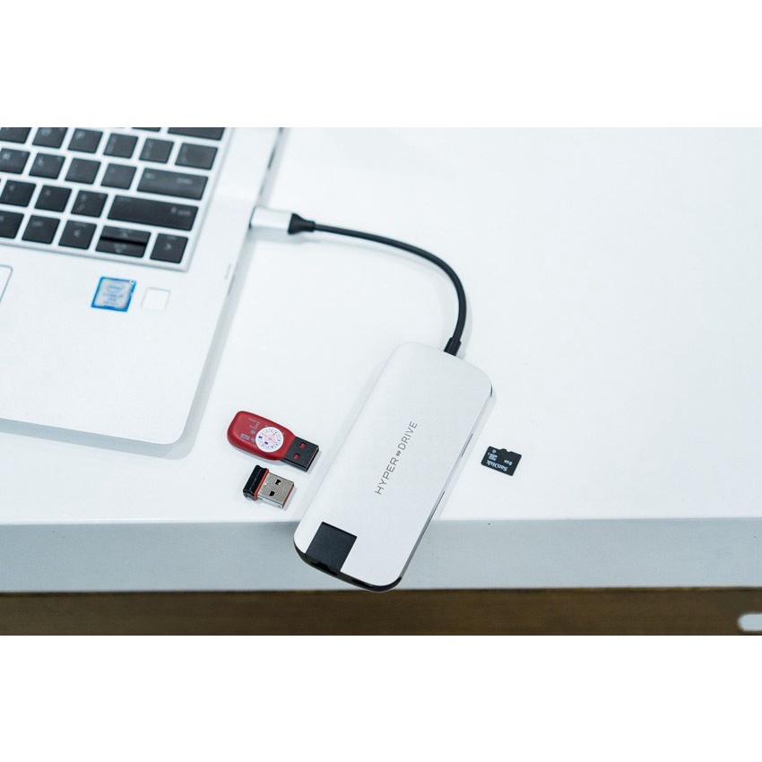 Cổng chuyển Hyperdrive SLIM 8 in 1 USBC Hub for MacBook, PC &amp; Devices Chính hãng