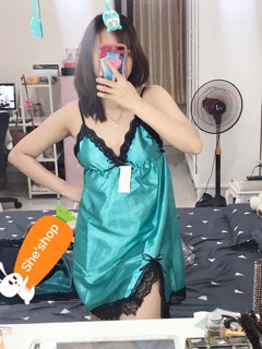 [Ảnh thật] Váy ngủ sexy phi lụa viền ren