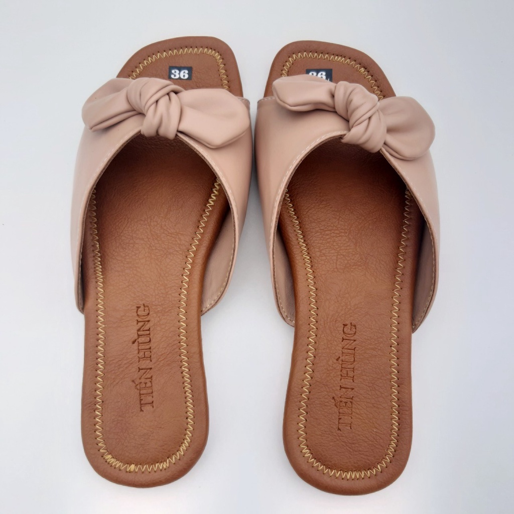Dép lê nữ thắt nơ, sandal bệt nữ đế bằng, dép thời trang nữ Tiến Hùng TH0002