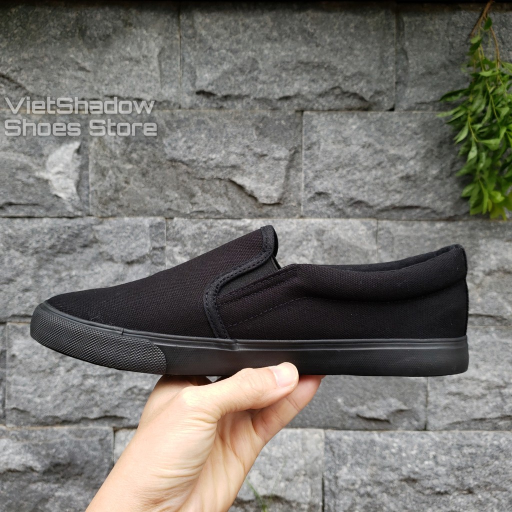 Slip on nam - Giày lười vải "little star" - Vải thô màu đen full - Mã A511 | BigBuy360 - bigbuy360.vn