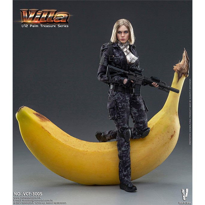 Mô hình figure, búp bê lính nữ 1/12 Villa phiên bản Black MC Camouflage chính hãng