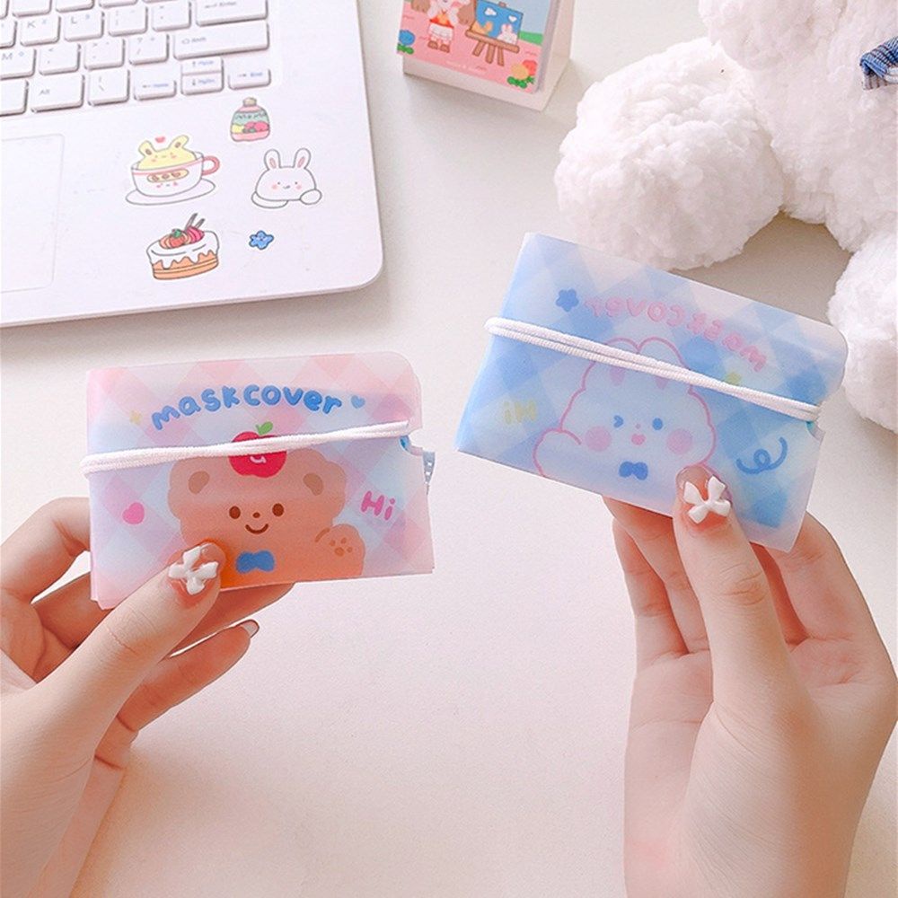 Set 1 / 5 Hộp Đựng Khẩu Trang Chống Bụi Có Thể Gấp Gọn Bảo Vệ Mặt Họa Tiết Hoạt Hình