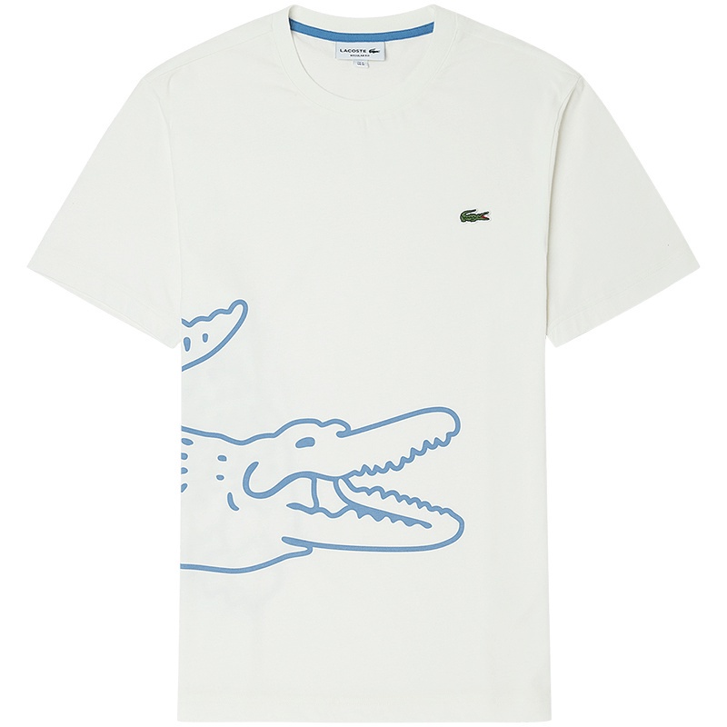 LACOSTE Áo nam Ngắn Tay Cổ Tròn Họa Tiết Da Cá Sấu Thời Trang